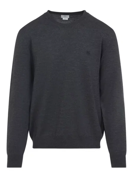 Pulover Etro cu broderie cu decolteu rotund gri