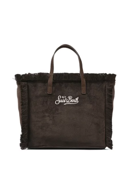 Geantă shopper Mc2 Saint Barth cu broderie maro