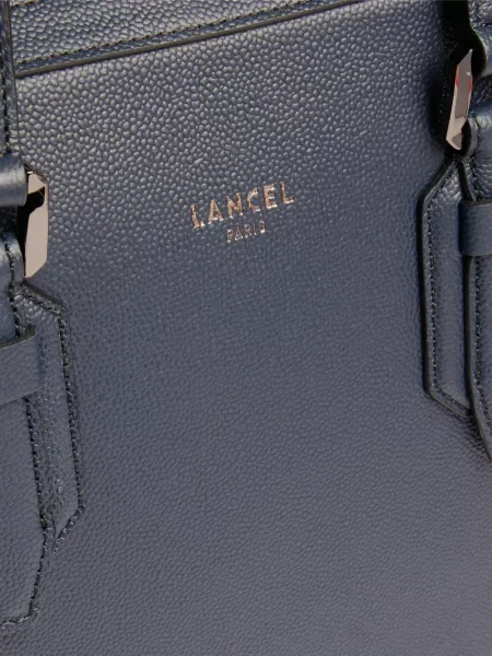 Geantă pentru laptop Lancel din piele cu cataramă albastru