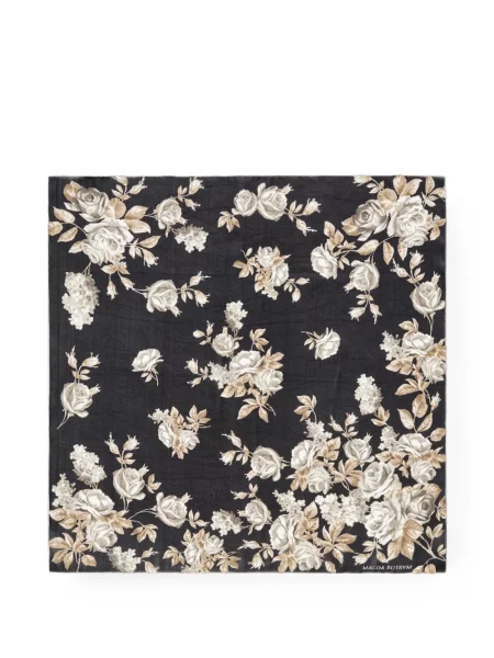 Fular Magda Butrym cu model floral cu imagine negru
