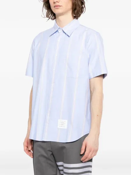 Cămașă Thom Browne cu dungi scurtă albastru