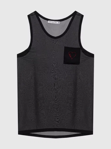 Топ із шовку з вишивкою логотипа Christian Dior чорний