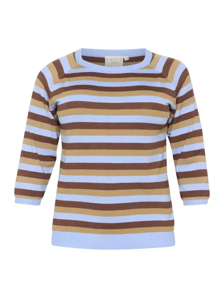 KAFFE CURVE Pulover Tilda / azuriu / maro bej