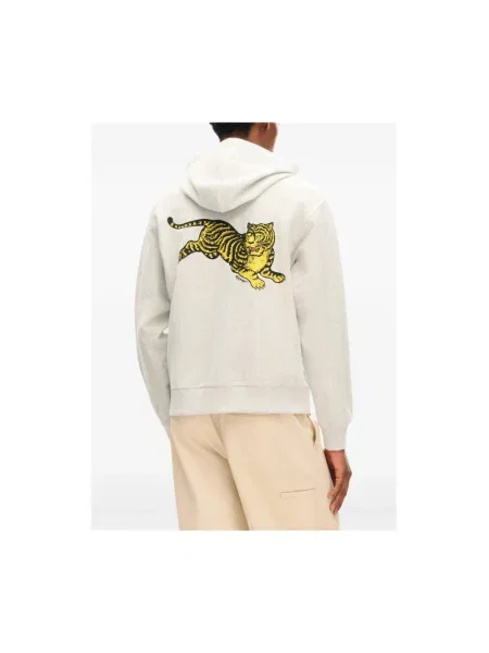 Bluza z kapturem Kenzo w tygrysie prążki szara