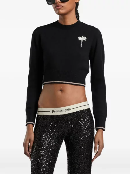 Pulover Palm Angels cu broderie negru