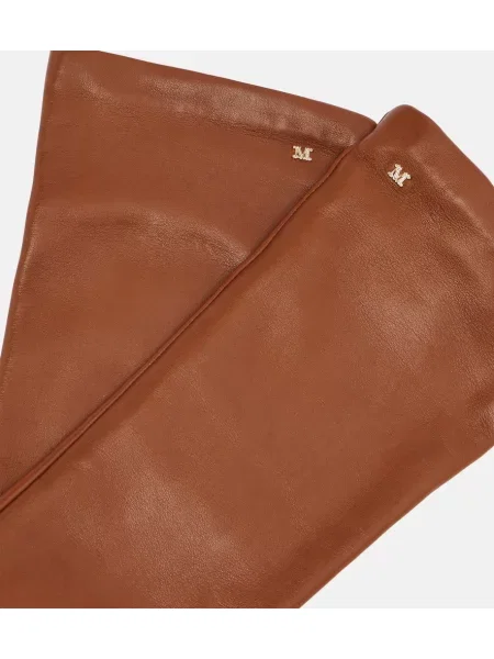 Mănuși Max Mara din piele maro