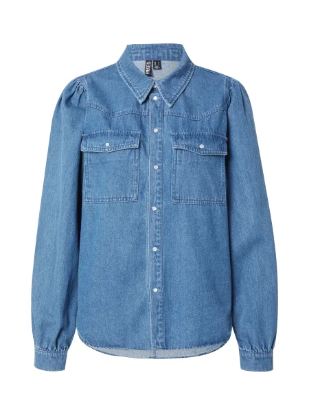 PIECES Bluză PCPAULA denim albastru