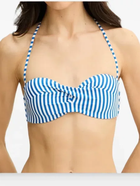 Top Twinset cu gât halter albastru
