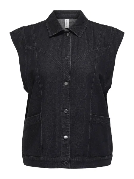 ONLY Carmakoma Brezrokavnik CARKennedy denim črn