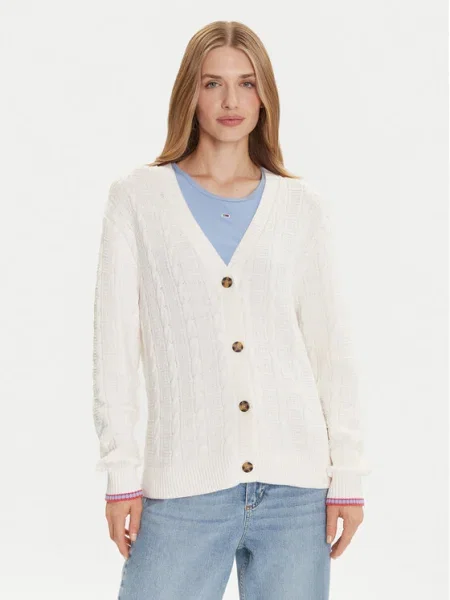 Tommy Jeans Cardigan Cable Écru
