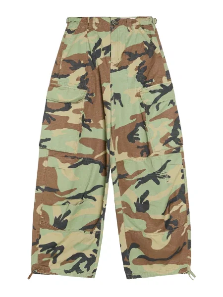 Bershka Pantaloni cu ciocolatiu / verde / verde deschis negru