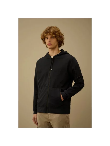 Lniana bluza z kapturem C.p. Company z kapturem czarna