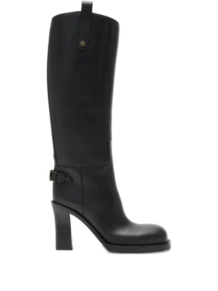 Botine Burberry din piele cu cataramă negru