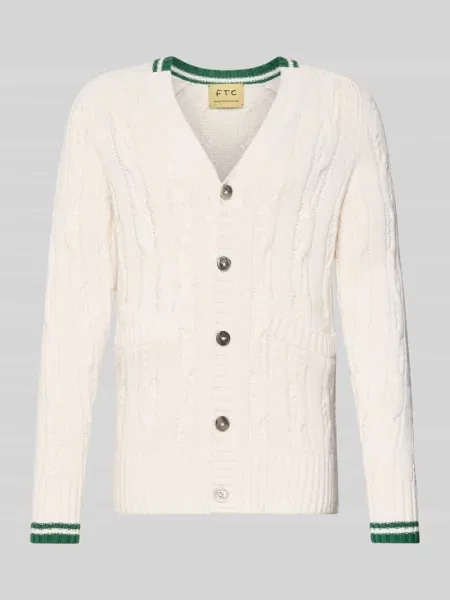 Kardigan o kroju slim fit z domieszką kaszmiru w imitacji dzianiny Ftc Cashmere biały