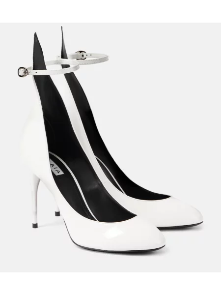 Pantofi cu toc Alaïa din piele de lac alb