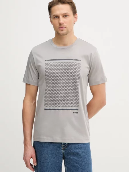 BOSS Green tricou din TS_Tour Print gri
