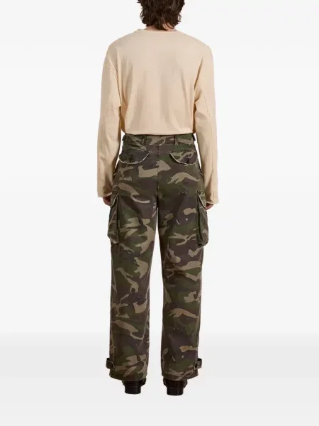 Pantaloni cargo Found cu imagine cu model camuflaj verde