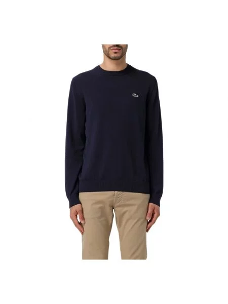 Dzianinowy sweter Lacoste z długim rękawem niebieski