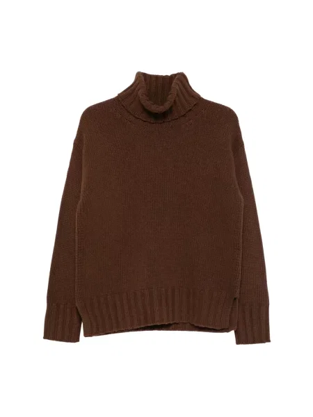 Sweter z golfem Jucca wełniany brązowy