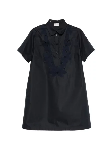 Rochie mini Moncler cu broderie în linie A albastru