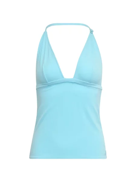 Top Courreges cu gât halter albastru