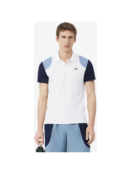 Koszulka polo Lacoste Color Block Ultra-Dry z krótkim rękawem jasnoniebieski granatowy S biały