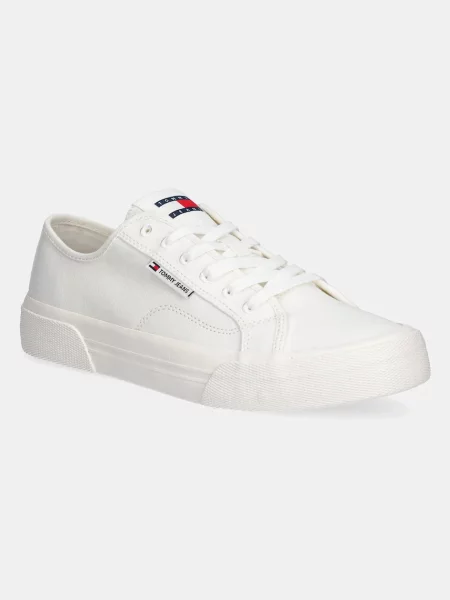 Ниски кецове Tommy Jeans LACE UP CANVAS COLOR бяло