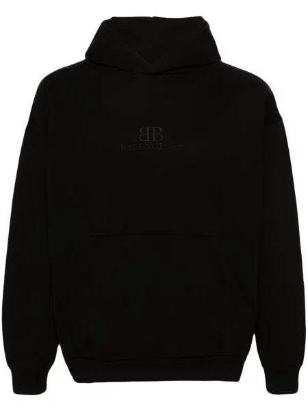 Mikina s kapucí Balenciaga s výšivkou černá