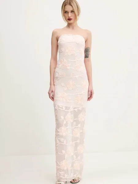 Rotate sukienka maxi dopasowana różowy