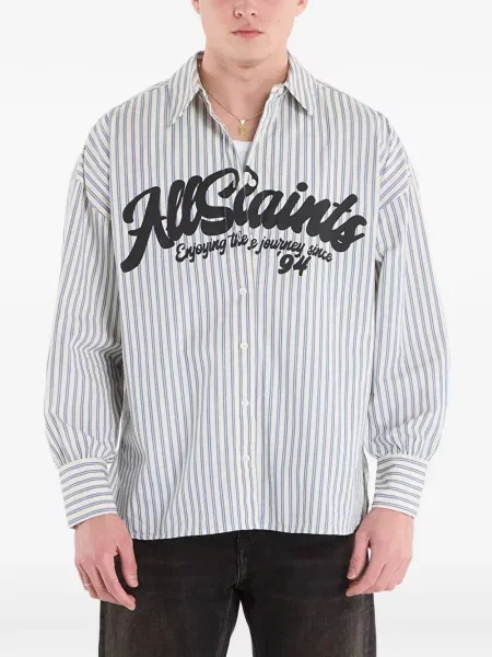Cămașă cu dungi Allsaints alb