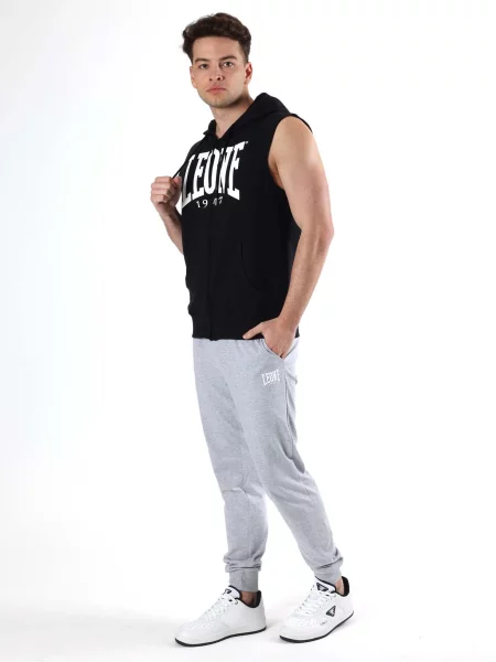 Leone Basic bluza z kapturem i bez rękawów zapinana na czarna