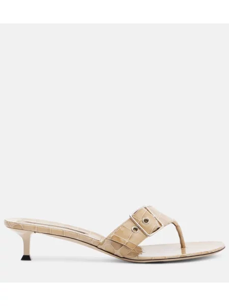 Papuci tip mules Christen din piele de lac bej