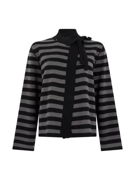 Kardigan Emporio Armani wełniany w paski z paskiem czarny
