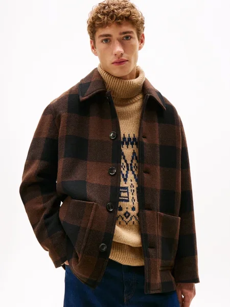 Tommy Hilfiger jachetă din amestec de lână maro