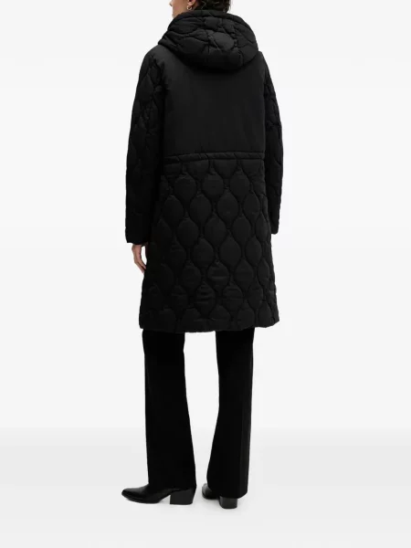 Palton Sisley cu glugă negru