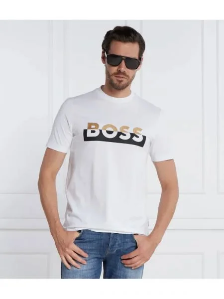 BOSS BLACK Tricou Tiburt alb