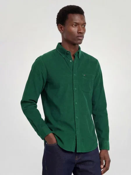 Tommy Jeans Kordová Košile Comfort Fit zelená