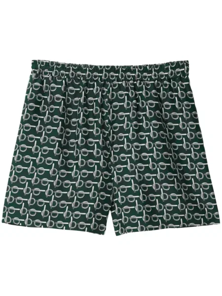 Pantaloni scurți Burberry de mătase cu imagine verde