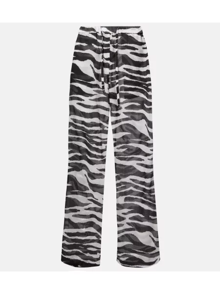 Pantaloni The Attico cu imagine din muselină cu model zebră alb