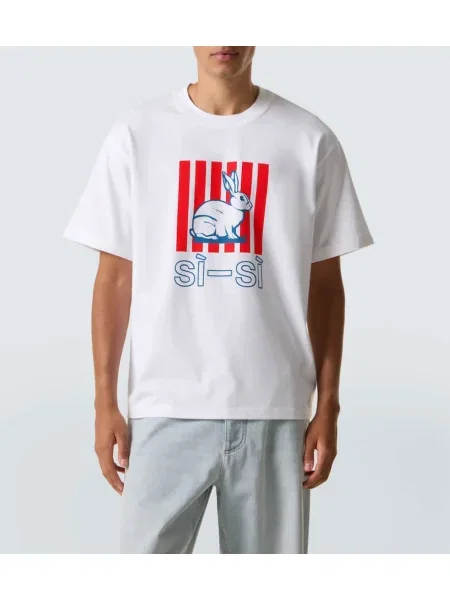 Tricou Bottega Veneta cu imagine din jerseu alb