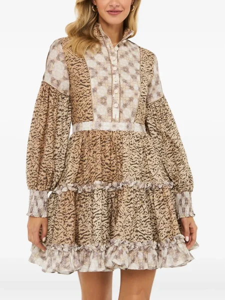 Mała mały sukienka mini Ixiah garniturowa brązowa