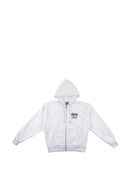 Mikina s kapucí Stussy v městském stylu šedá