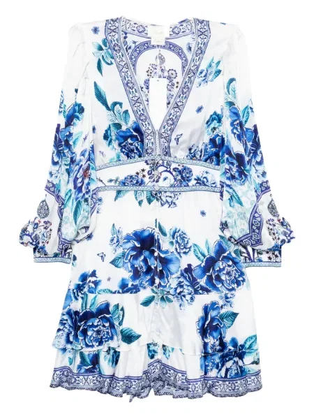 Rochie Camilla cu volane de costum alb