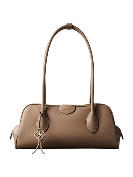 Calvin Klein Kabelka Emblem Trio Shoulder Bag Béžová hnedá
