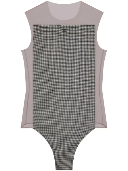 Body Courreges w pepitkę czarny