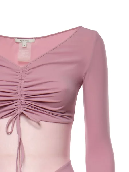 Rochie mini Nensi Dojaka cu volane de costum mini roz