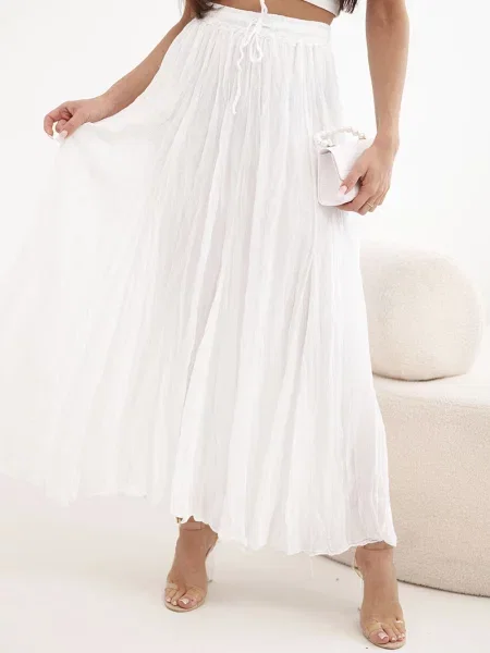 Talie elastică fusta maxi Kesi Włoski alb