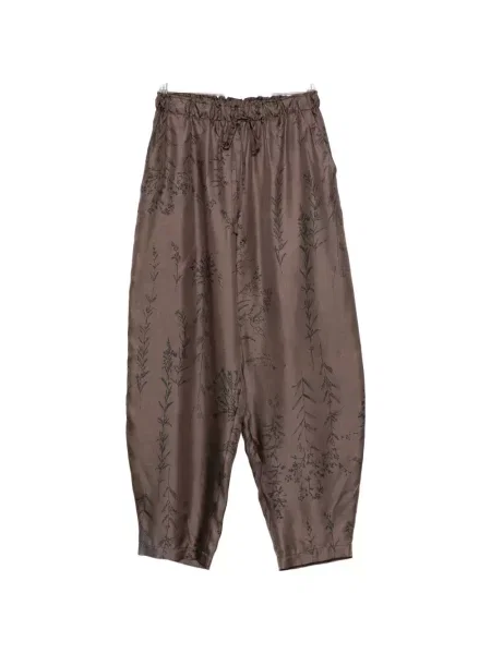 Pantaloni Alysi de mătase cu model floral cu imagine maro