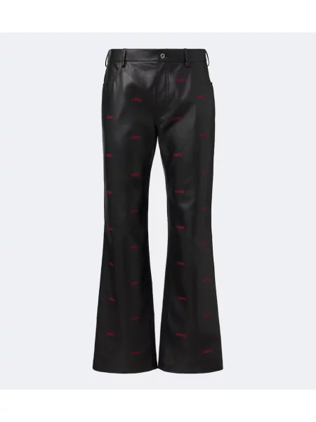 Pantaloni Loewe din piele evazate cu autograf negru