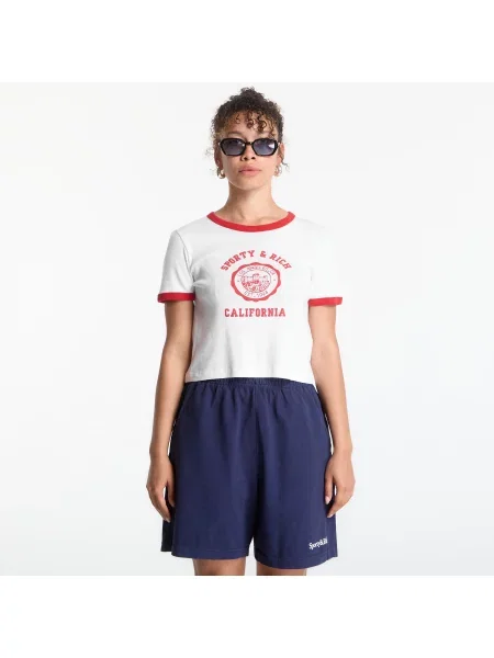 Tricou Sporty & Rich California Emblem Soft Ringer Tee White/ Ruby XS alb